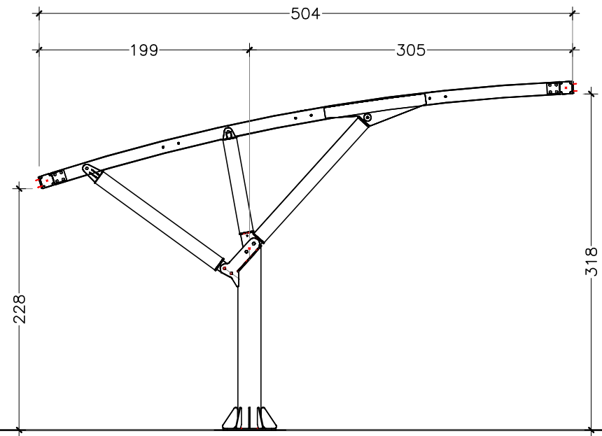 disegno tecnico misure tettoia auto mx19p